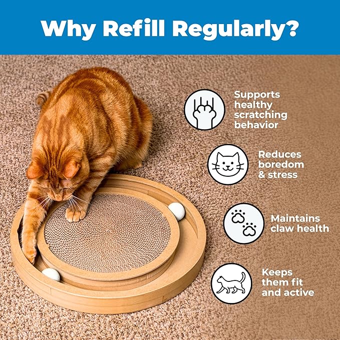 Best Pet Supplies Cat Scratcher Replacement Pads - Cardboard Cat Scratcher Pad, Relieves Stress, Supports Pet Behaviors, 3 Count