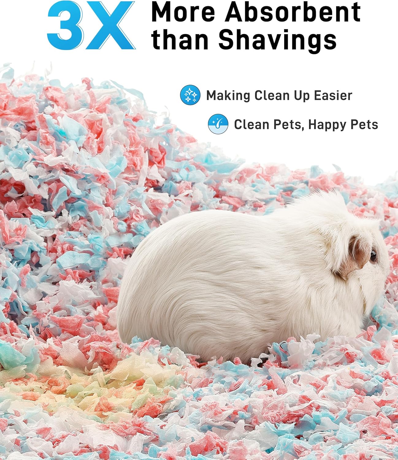 BUCATSTATE Hamster Bedding 50L, 99% Dust-Free Guinea Pig Bedding Odor Control Paper Bedding, Cozy Small Animal Bedding for Rabbit Rat Syrian Dwarf Hamsters Gerbils (Confetti)