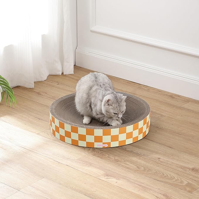 CSR1010G Nelson 20.13" Modern Cardboard Round Bowl Cat Scratcher with Catnip, Citrus