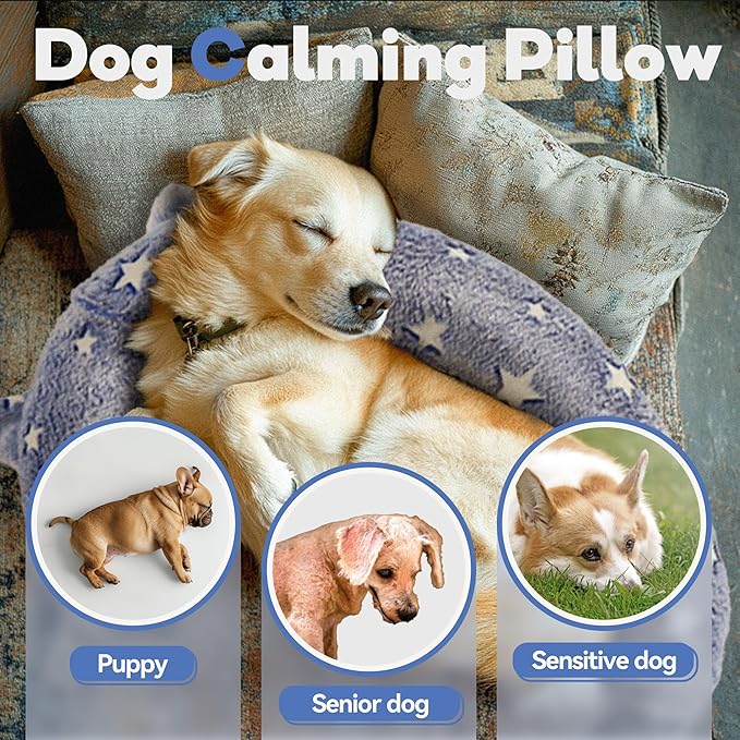 Dog Calming Pillow, Glow in The Dark Dog Put Head on, Soft Question Mark Pillows for Dogs, Kids, Adults, Washable Dog Bed Pillow, Cozy Dog Body Pillow (M Blue)