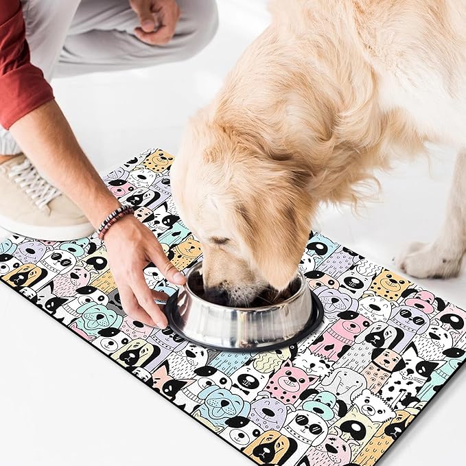 Pet Feeding Mat for Floors Waterproof Dog Mat for Food and Water Absorbent Quick Dry Non Slip mat for Cat Bowls