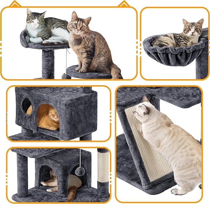Topeakmart 57 inches Multi-Level Cat Tree Cat Condo with Scratching Posts Kittens Activity Tower Pet Play House Furniture
