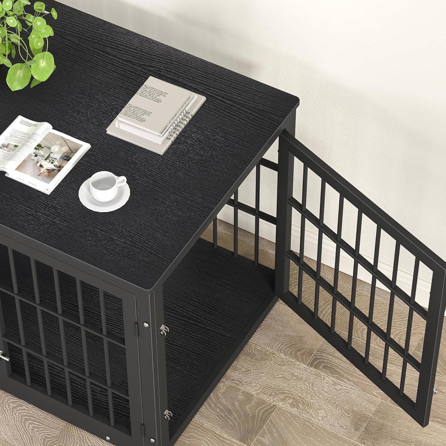 42 Inch Heavy Duty Dog Crate Furniture for Large and Medium Dogs, Decorative Pet House End Table, Wooden Cage Kennel Furniture Indoor, Black