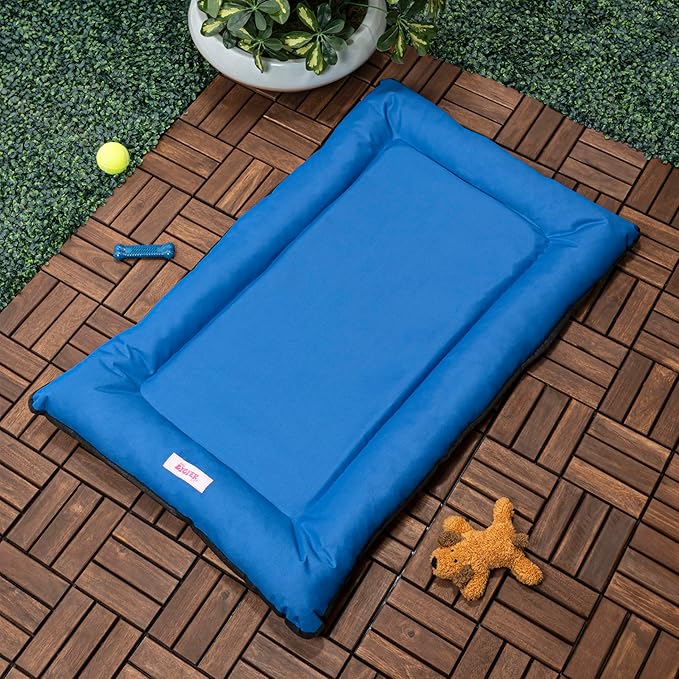 DBD3004D-XL Archie 46" x 41.5" Traditional Oxford Waterproof Indoor/Outdoor Hand-Washable Memory Foam Camping Pet Bed, Cobalt