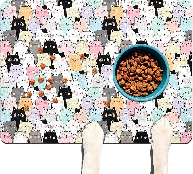 Pet Feeding Mat for Floors Waterproof Dog Mat for Food and Water Absorbent Quick Dry Non Slip mat for Cat Bowls