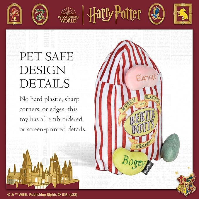 Harry Potter 10 Inch Bertie Botts Jelly Bean Burrow Pet Toy | Dog Toy Bertie Botts Jelly Beans | Bertie Botts Dog Toy with Jelly Beans 10 Inch | Plush Dog Toy