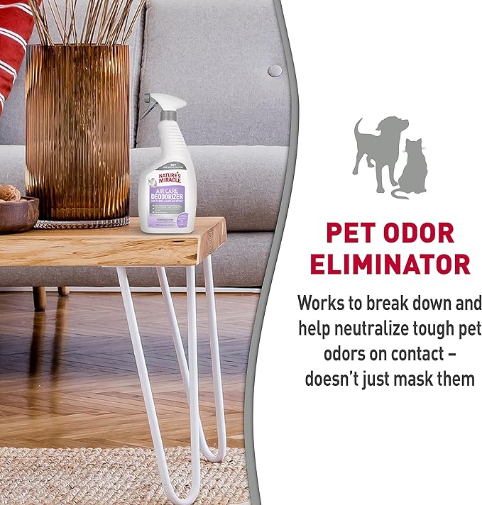 Nature's Miracle Air Care, Fabric and Surface Spray Aloe Rain Scent Pet Odor Eliminator Deodorizer, 24 fl. oz.