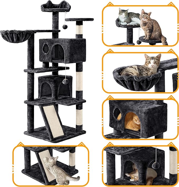 Topeakmart Multi-Level Cat Tree for Indoor Cats Cat Tree Tower for Large Cats with Sisal-Covered Scratching Posts, Condo, Stable Cat Tower, Cat Furniture Play Center for Indoor Cats Activity