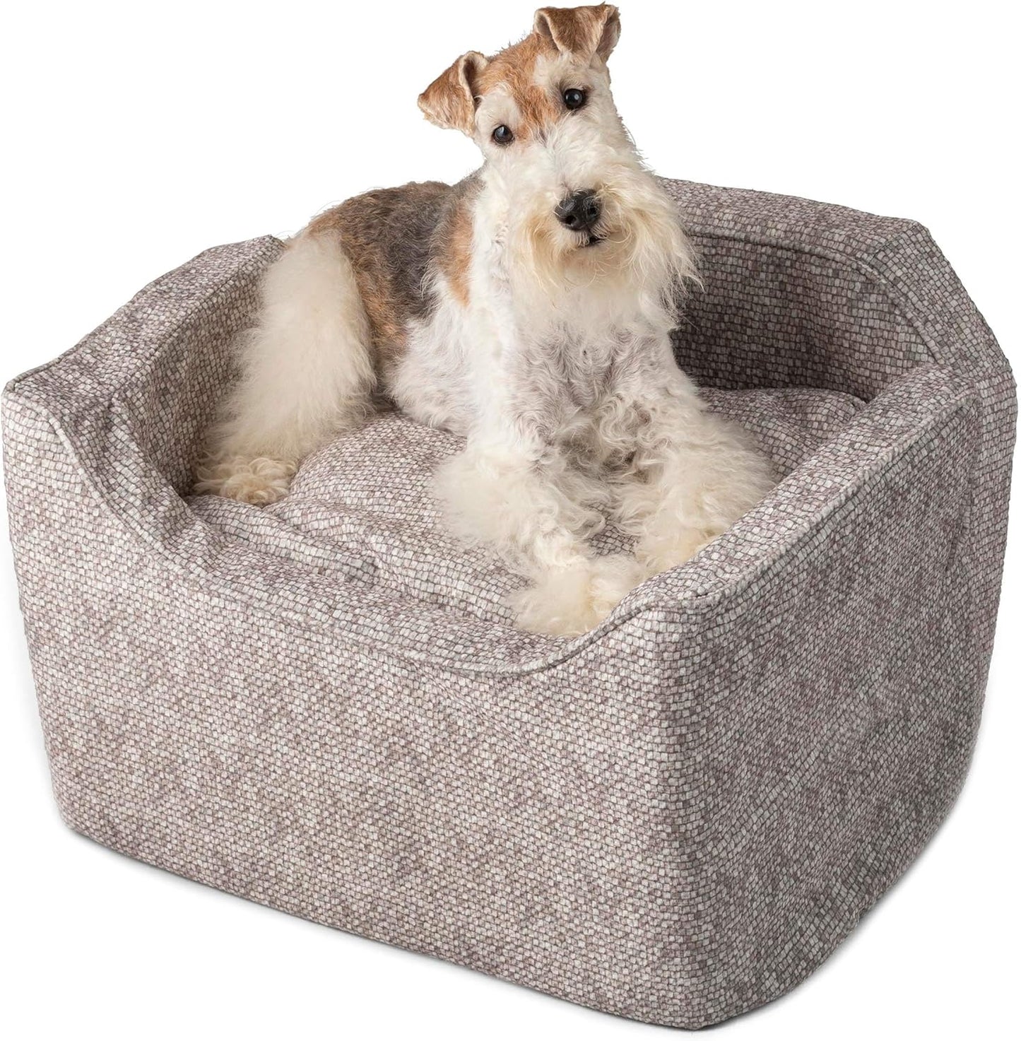 Snoozer Dog Car Seat, Lookout I Dog Booster Car Seat for Small Dogs Under 25lbs, Size: Medium, Fabric: Merlin Linen, Pet Car Seat to Alleviate Car Sickness for Dogs, Removable Machine Washable Cover