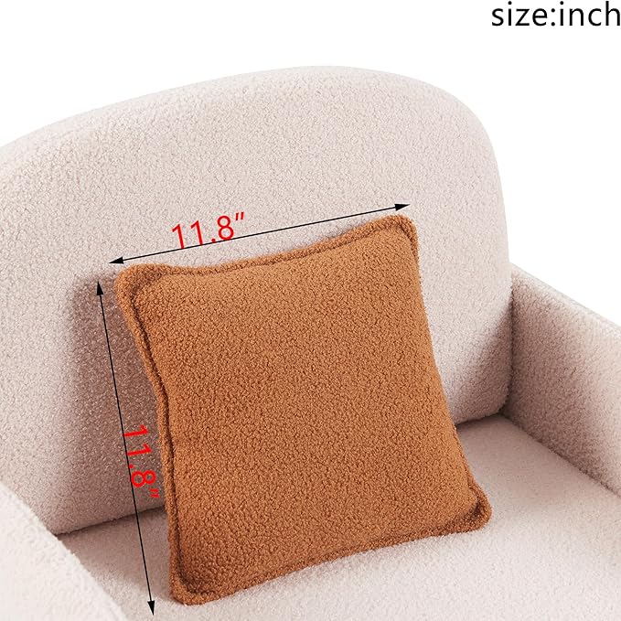 Merax 2 in 1 Pet Friendly Sherpa Upholstered Sofa Chair, Leisure Armchair, Fluffy Fabric with Lumbar Pillow for Living Room Bedroom Home and Office, Cream White