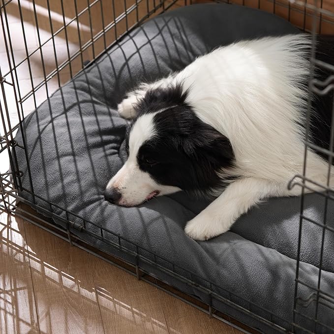 Bedsure Washable Dog Crate Pad for Extra Large Dogs, Anti-Slip Puppy Kennel Dog Bed for Crate - Ultra Soft Fleece Flat Thin Pet Mat (Not Chew Proof), Grey XL 41"x27"