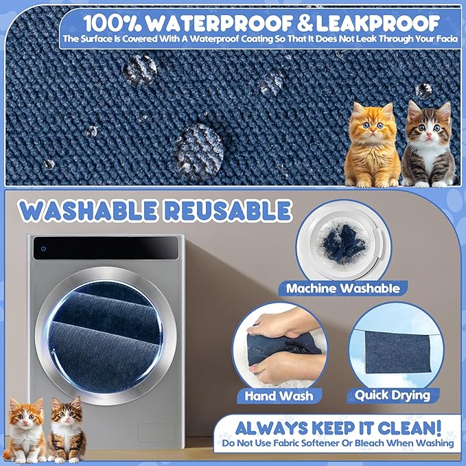 Cat Scratch Furniture Protector - Anti-Slip, Waterproof Sofa Cover to Keep Cats Off, Pet-Friendly Couch Protectors for 3 Cushion Couch, Anti-Scratch Couch Cover for Pets and Kids 150"X71"Navy Blue