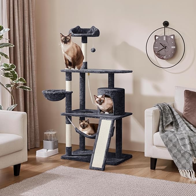 Yaheetech 63.5in Multi-Level Cat Tree Tower Condo with Scratching Posts, Platform & Hammock, Cat Activity Center Play Furniture for Kittens, Cats, and Pets