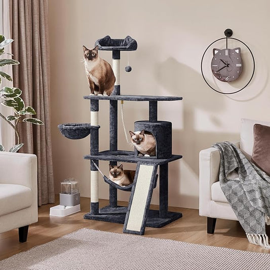 Yaheetech 63.5in Multi-Level Cat Tree Tower Condo with Scratching Posts, Platform & Hammock, Cat Activity Center Play Furniture for Kittens, Cats, and Pets