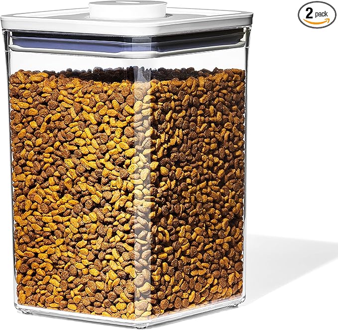 OXO Good Grips Pet POP Container – 4.4 Qt/4.2 L with Scoop |Ideal for up to 4lbs of Dog Food or 3.5lbs of Cat Food, Airtight Storage Container, BPA Free