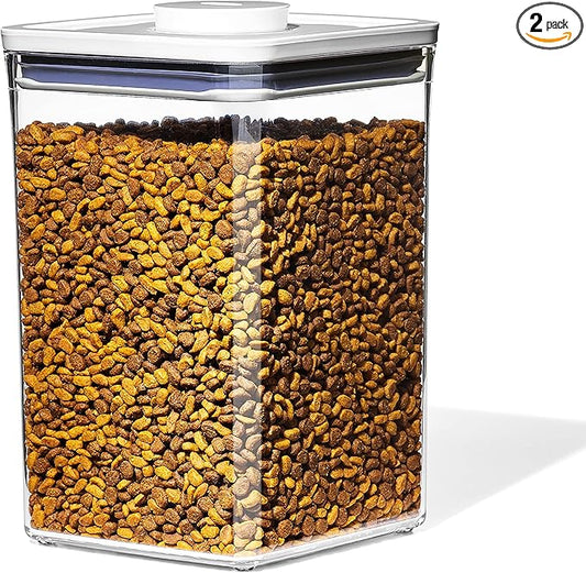 OXO Good Grips Pet POP Container – 4.4 Qt/4.2 L with Scoop |Ideal for up to 4lbs of Dog Food or 3.5lbs of Cat Food, Airtight Storage Container, BPA Free
