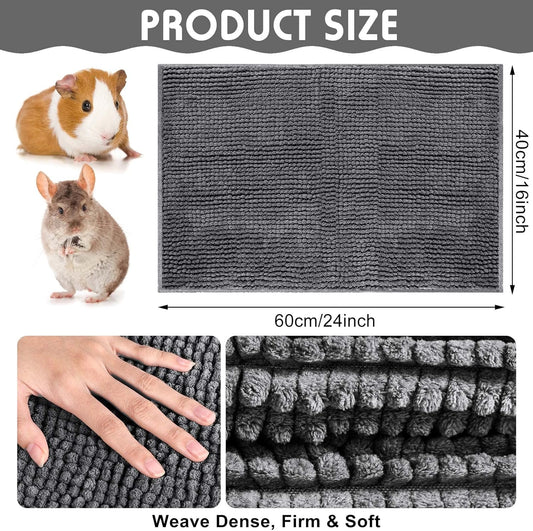 Amylove 4 Pcs Guinea Pig Cage Liner Guinea Pig Bedding Washable Fleece Pee Pads Reusable Small Animals Training Mat Small Animal Sleeping Bed for Bunny Hamster(Dark Gray,16 x 24 Inch)