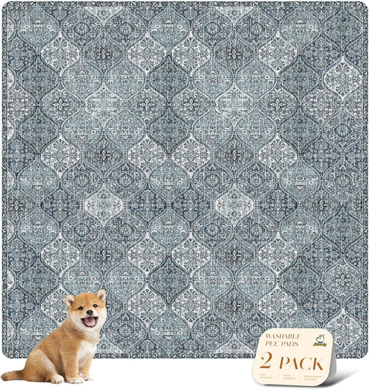 nunubaby 4PACK Washable Pee Pads for Dogs, Stylish, Non-Slip and Leak-Proof Pee Pads. Reusable Potty Pads for Dogs for Crates and Floors.(Blue/Multi, 72" x72" )